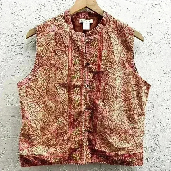Orvis paisley button front vest size Medium - Picture 1 of 9